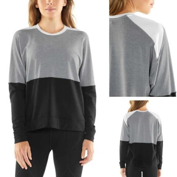 ICEBREAKER Momentum Crew Merino Sweater Women's Size Medium Gray Black - Picture 1 of 9
